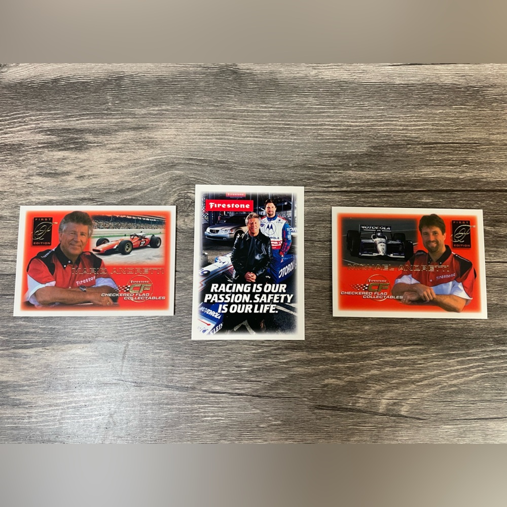 2001 Firestone Mario & Michael Andretti Indy Checkered Flag Collectables Cards